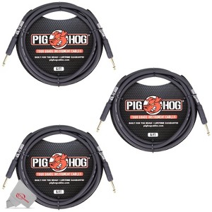 Pig Hog Tour Grade 6 ft Instrument Cable 1/4 Inch to 1/4 Inch Straight Connectors - PH6R - 3 Units - 1 of 2