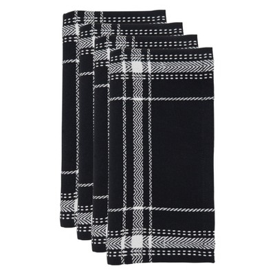 Black and White Cotton Plaid Table Napkins Set of 4
