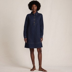 Lands' End Women's Soft Denim Popover Long Sleeve Shirt Dress - 1 of 4