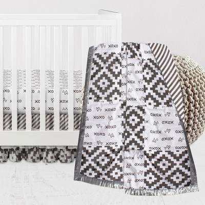 Bacati - Love  Gray/Silver 3 pc Crib Bedding Set