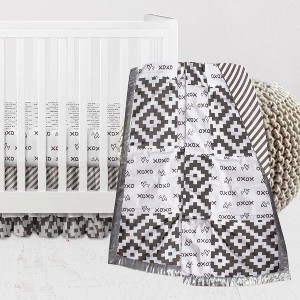 Bacati - Love  Gray/Silver 3 pc Crib Bedding Set - 1 of 4