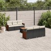 vidaXL 7 Piece Patio Sofa Set with Cushions Black and Cream Poly Rattan - 2 of 4