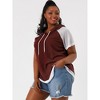 Agnes Orinda Women's Plus Size Raglan Short Sleeve Drawstring Pullover Hoodies Tops - 4 of 4