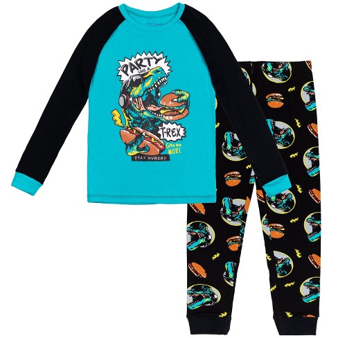 Little Cat Boys Pajamas Dinosaur-Glow-In-The-Dark Toddler Clothes Kids PJS Sleepwear Shirts 