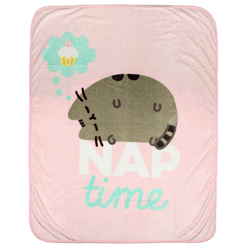 Pusheen The Cat Nap Time 45" x 60" Plush Fleece Throw Blanket Pink, 1 of 6