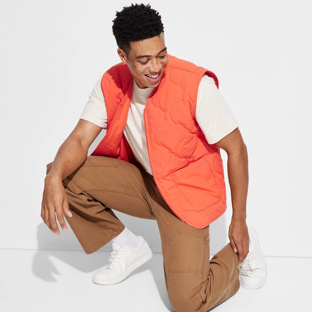 Men's Regular Fit Quilted Vest - Original Use™ Orange L