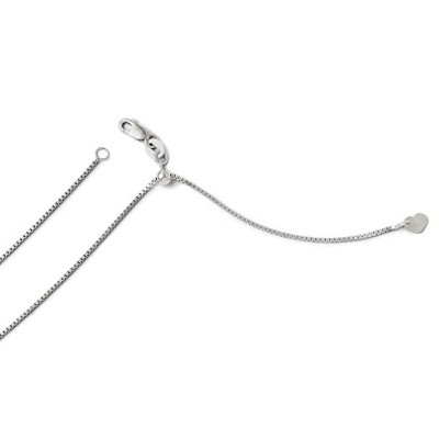 Black Bow Jewelry 0.9mm 14k White Gold Adjustable Box Chain Necklace