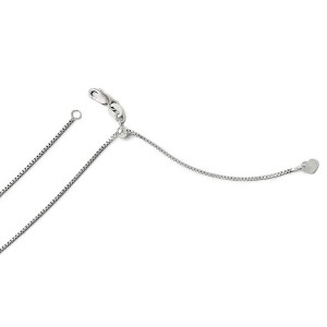 Black Bow Jewelry 0.9mm 14k White Gold Adjustable Box Chain Necklace - 1 of 4