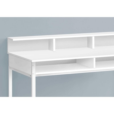 White Wood Standing Desk with Hutch and Shelves