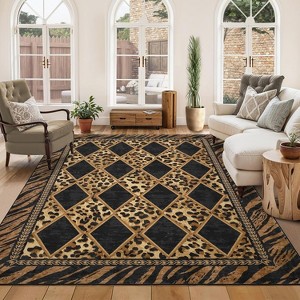 Leopard Print Runner Rug, Soft Non-Slip Washable for Hallway, Kitchen, Bedroom, Laundry - 1 of 4