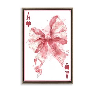 Stupell Industries Pastel Bow Playing Card Black Framed Floater Canvas Wall Art - 1 of 4