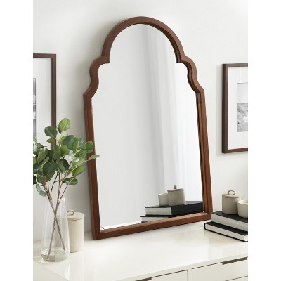 Walnut Brown Moroccan Arch Wood Vanity Mirror