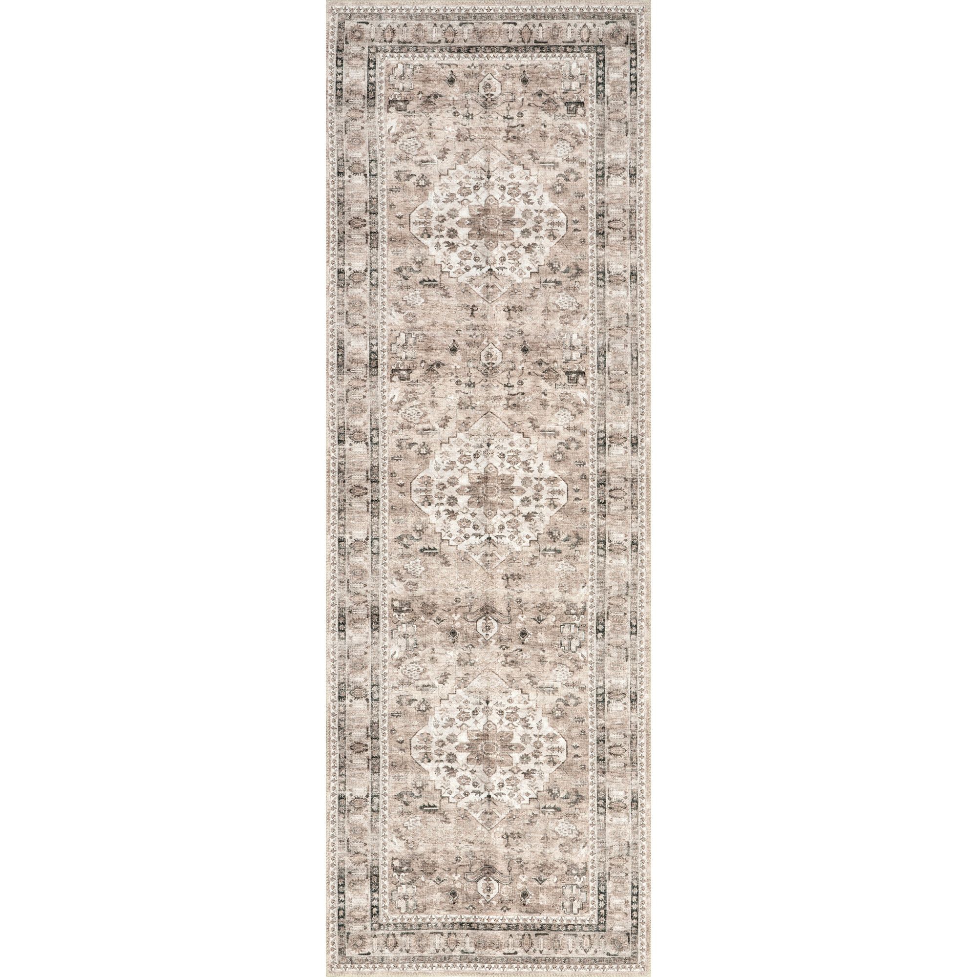 Nuloom Davi Faded Spill Proof Treated Pet Friendly Premium Machine Washable Area Rug, Runner 2' 6" x 6', Stone
