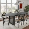 PexFix 79" x 33.5" Farmhouse Kitchen Dining Room Table Home Furniture Oval Black Kitchen Table with Rattan Woven Legs for Kitchen Bar Living Room - 2 of 4