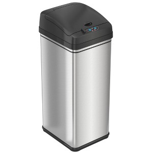 iTouchless Sensor Kitchen Trash Can with AbsorbX Odor Filter 13 Gallon Silver Stainless Steel - 1 of 4