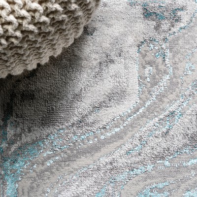 Abstract Swirl 4' x 6' Gray Synthetic Easy-Care Area Rug