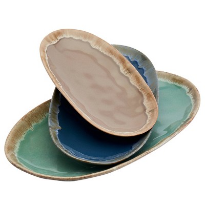 3pc Stoneware Tuscon Serving Platter Set - Tabletops Gallery