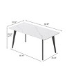 62" Modern Rectangular Dining Table for 6,Sintered Stone Top with Black Metal Legs,Small Space Kitchen or Dining Room Table-Maison Boucle - 4 of 4
