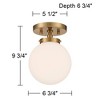 Possini Euro Design Jilly Modern Ceiling Light Semi Flush Mount Fixture 6 3/4" Wide Warm Antique Brass White Glass Globe Shade for Bedroom Living Room - image 4 of 4