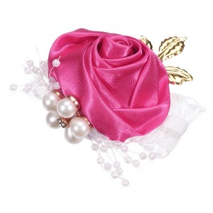 Unique Bargains Decorative Wedding Prom Party Artificial Rose Wrist Corsages 2.76" - 1 of 3