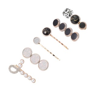 Unique Bargains Fashion Vintage Hair Clips Black Gold Tone 6 Pcs - 1 of 4