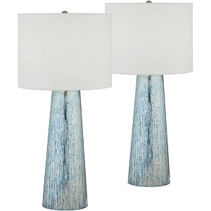 360 Lighting Marcus Modern Table Lamps 30" Tall Set of 2 Mercury Glass Column White Drum Shade for Bedroom Living Room Bedside Nightstand Office Home - 1 of 4