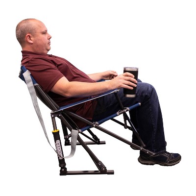Heathered Indigo Portable Outdoor Rocking Camp Chair with Arms