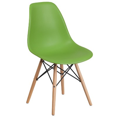 Emma and Oliver Plastic Accent Dining Chair with Wooden Legs