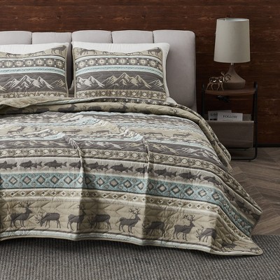 Great Bay Home Rustic Lodge Reversible Quilt Set With Shams