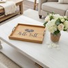 HomeRoots 16" Natural And Black Hello Fall Serving Tray With Handles - 2 of 4
