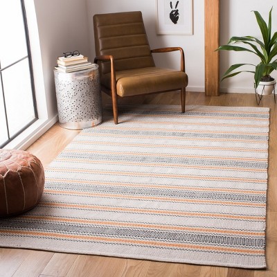 Coastal Charm Orange/Beige Cotton 6' x 9' Handwoven Area Rug