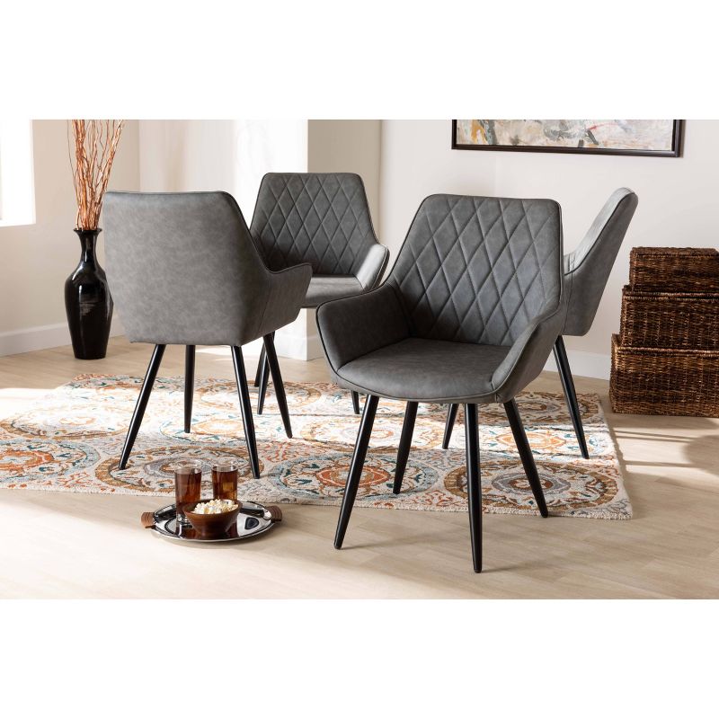 4pc Astrid Leather Upholstered Metal Dining Chairs - Baxton Studio, 6 of 8