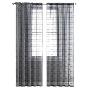 Kate Aurora 2 Piece Rod Pocket Plaid Sheer Voile Window Curtain Panels - 84 in. Long - 1 of 3