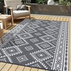 Modern Outdoor Woven Plastic Straw Rug Geometric Reversible Portable Picnic Mat Large Area Rugs for Garden Backyard Camping - 2 of 4
