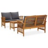 vidaXL Lounge Set Made of Solid Acacia Wood, 3-Piece Patio Furniture Set with Coffee Table, Armrests and Curved Backrest, Dark Gray Cushions Included - 2 of 4