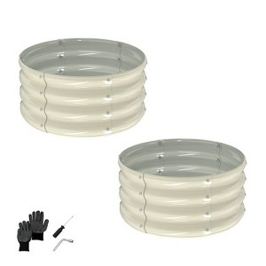 Karl Home 2 Pcs 2×2×1ft Raised Garden Bed Round Galvanized Outdoor Planter Box - 1 of 4
