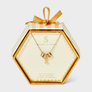 14K Gold Dipped Cubic Zirconia Rondelle Initial Necklace - A New Day™ Gold - 1 of 4