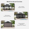 PURPLE LEAF Outdoor Gazebo Aluminum Frame Galvanized Steel Double Roof Patio Hardtop Gazebo with Curtains and Netting for Patio Lawn and Garden, Grey - 4 of 4