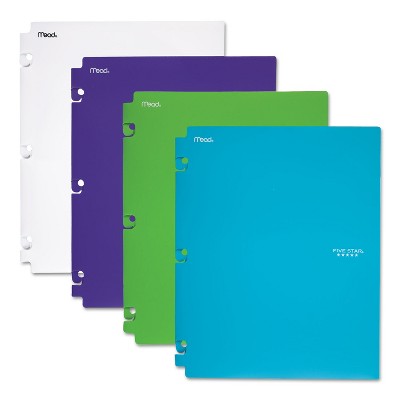 Five Star Snap-In Plastic Folder 20 Sheets 8 1/2 x 11 Assorted Snap Closure 2/Set 73264