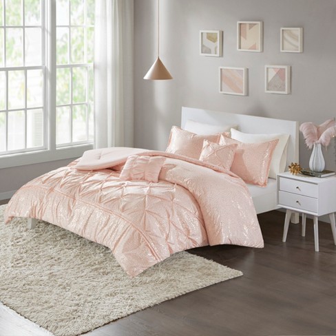 blush and gray queen comforter