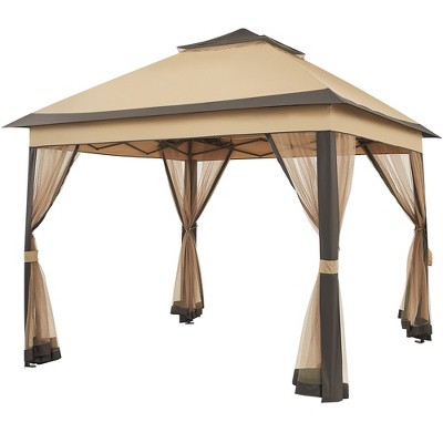 Yaheetech 11×11 FT Adjustable Pop-Up Gazebo Tent with Carry Bag & Sandbags & Guy Lines & Ground Stakes