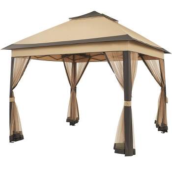 Yaheetech 11×11 FT Adjustable Pop-Up Gazebo Tent with Carry Bag & Sandbags & Guy Lines & Ground Stakes