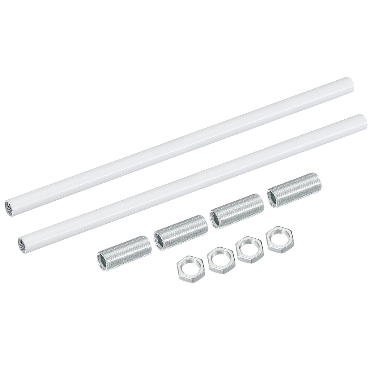 Unique Bargains Indoor Electroplated Iron Threaded Extension Rod Lighting Fixture Downrods White M10 x 11.8" 2 Sets