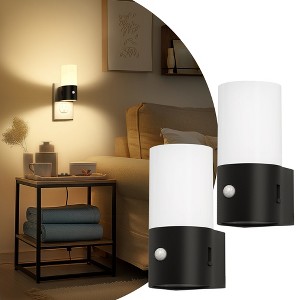 DORESshop LED Motion Sensor Night Light Plug in [2 Pack], 100LM Dimmable, 3000K Soft White, Auto On/Off for Hallway, Bedroom - 1 of 4