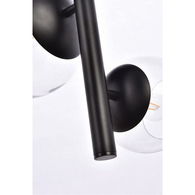 Black and Clear Glass Globe Iron Pendant Light