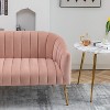 SEYNAR Modern Glam Comfy 50" Metal Legs Curved Sofa 2 Seaters Loveseat with Tufted Back - 4 of 4