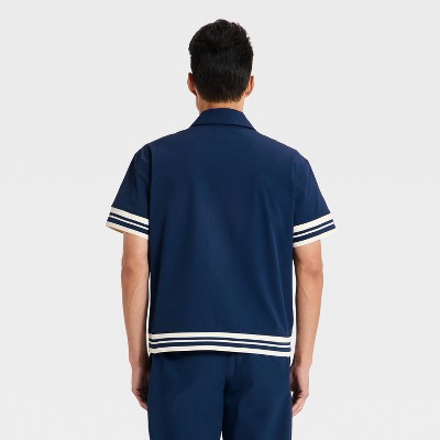 Мужские рубашки Goodfellow & Co Men's Modern Sport Short Sleeve Collared Snap Front Shirt - Goodfellow & Co™ Dark Blue L — фото 2