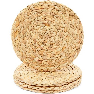 Natural Jute Woven Hyacinth Round Placemats, 12.2 in, Set of 4