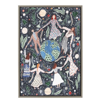 23" x 33" Sylvie Women of The Universe by Sara Boccaccini Meadows Framed Wall Canvas Gray - Kate & Laurel All Things Decor