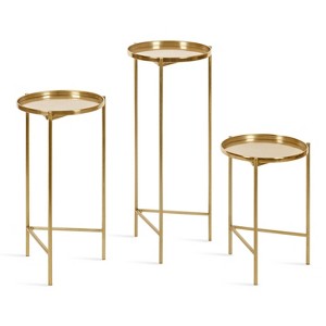 Kate and Laurel Ulani Round Metal Nesting Table, 3 Piece, Gold - 1 of 4